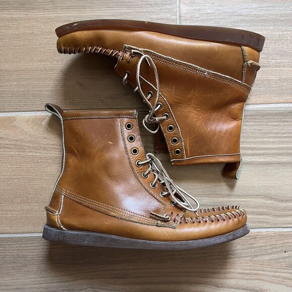 RONNIE FIEG SEBAGO Campsides Boots Men's SIZE 7 Brown Lace Up Moc Leather - Picture 1 of 16